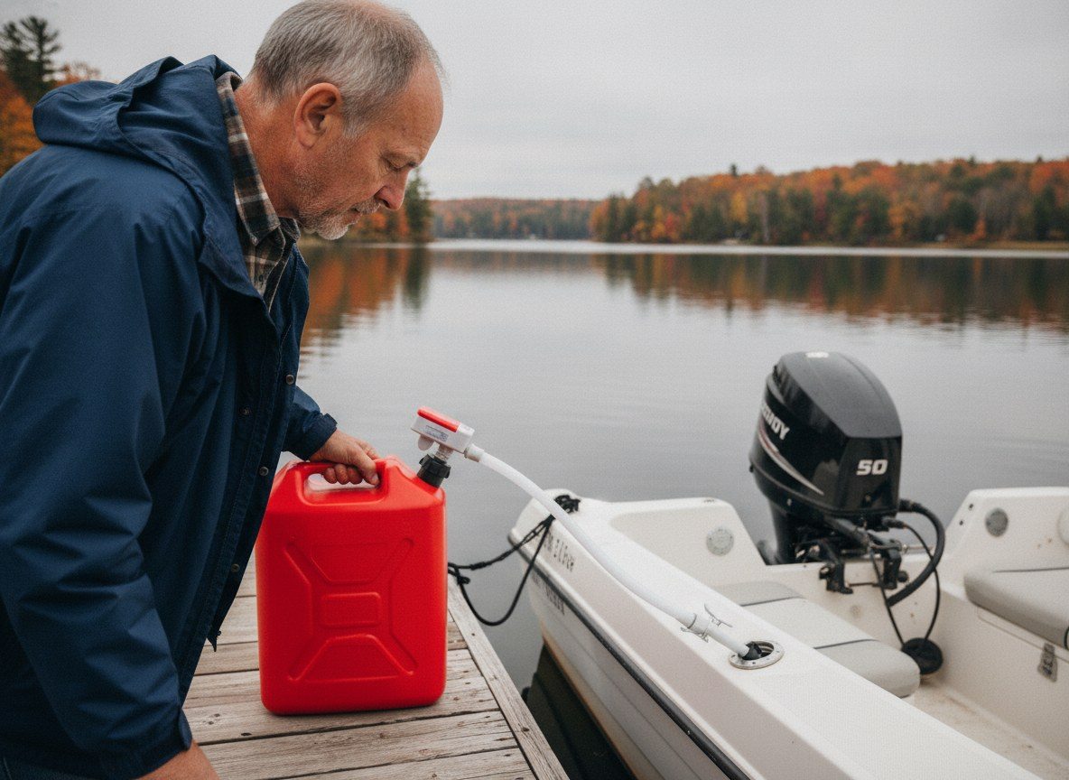 Fueling a boat from the dock with the pump