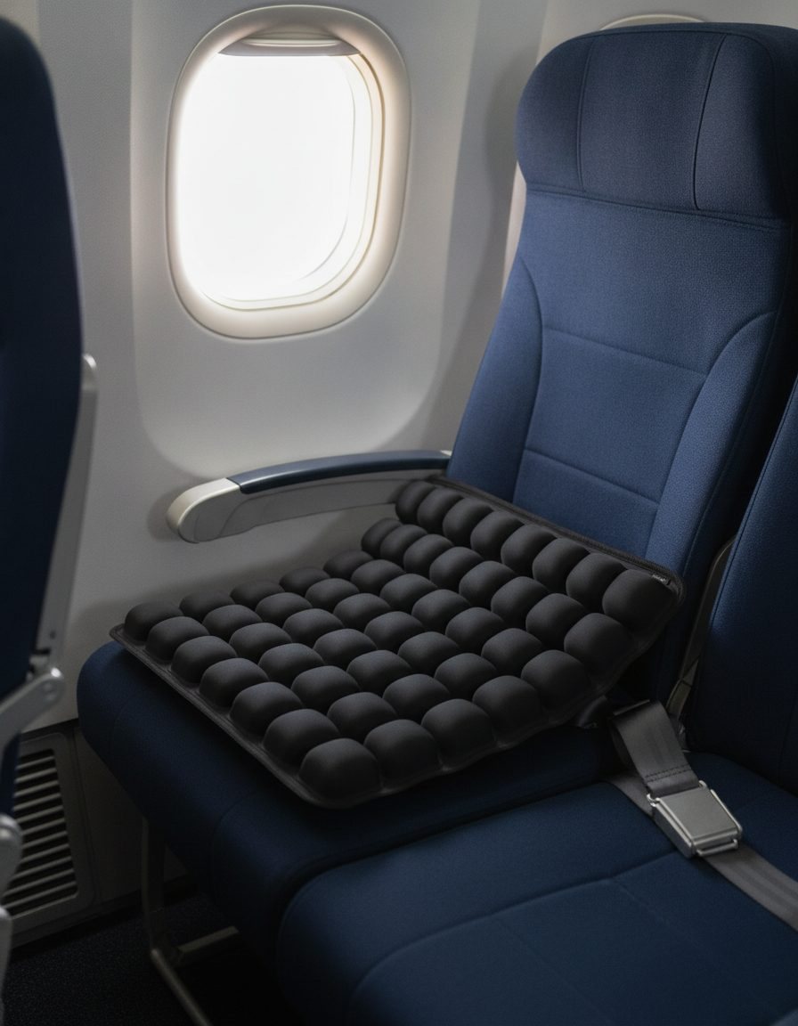 AirSeat cushion on an economy window seat